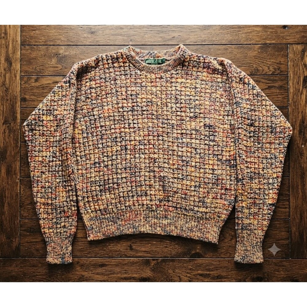 Vintage American Eagle Heavy Knit Marled Wool Blend Sweater M Multi Color USA